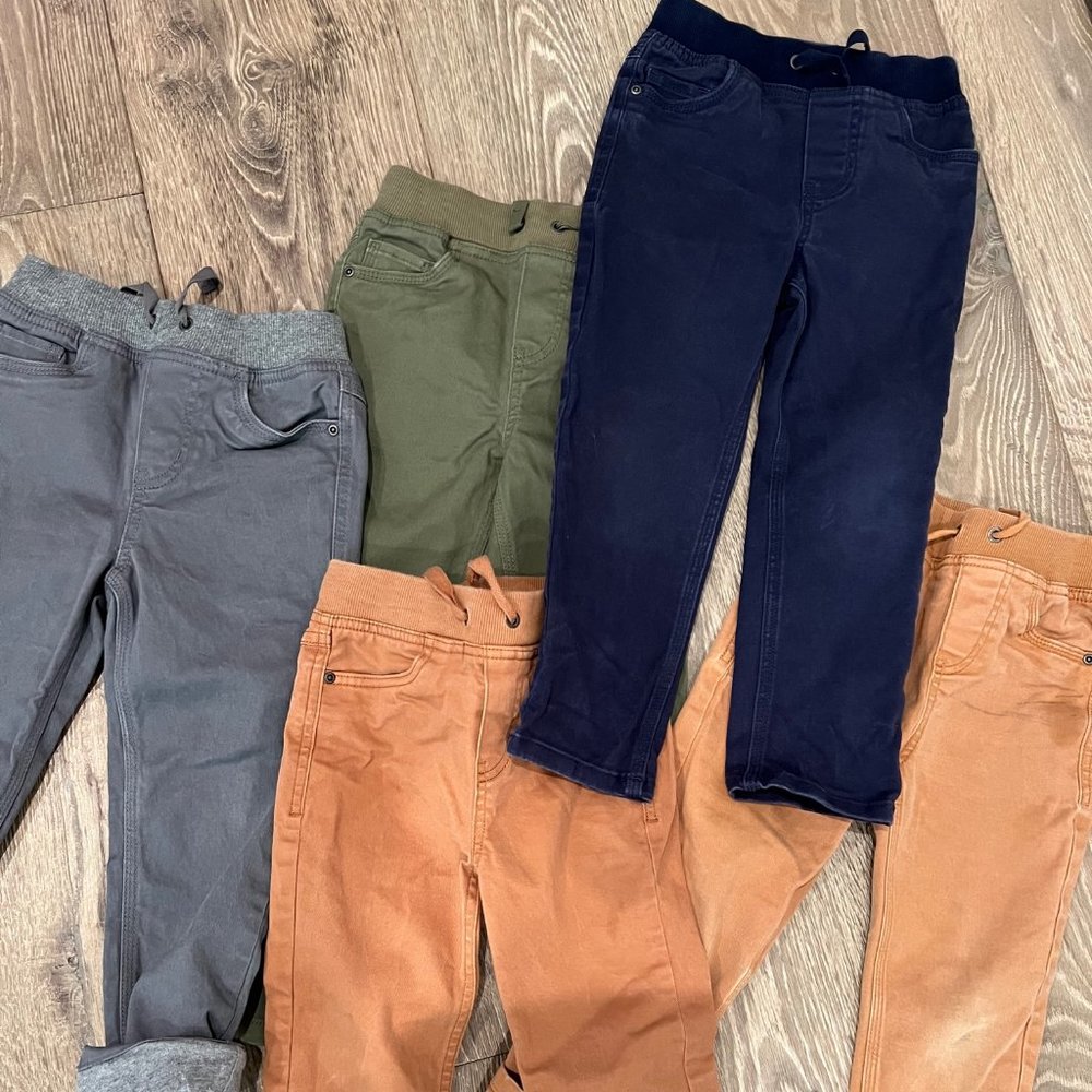 Lot of 5 Hanna Andersson Kickstart Pants in Stretch Twill - Size 110 (5Y)